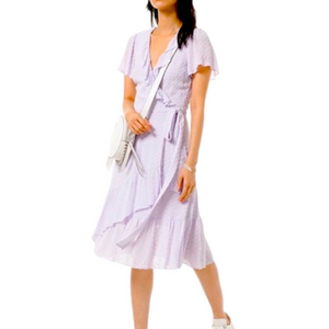 Michael Kors Lavender Ruffle Short Flutter Sleeve Wrap Dress Women's Size: XS